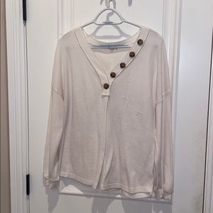 White sweater with buttons